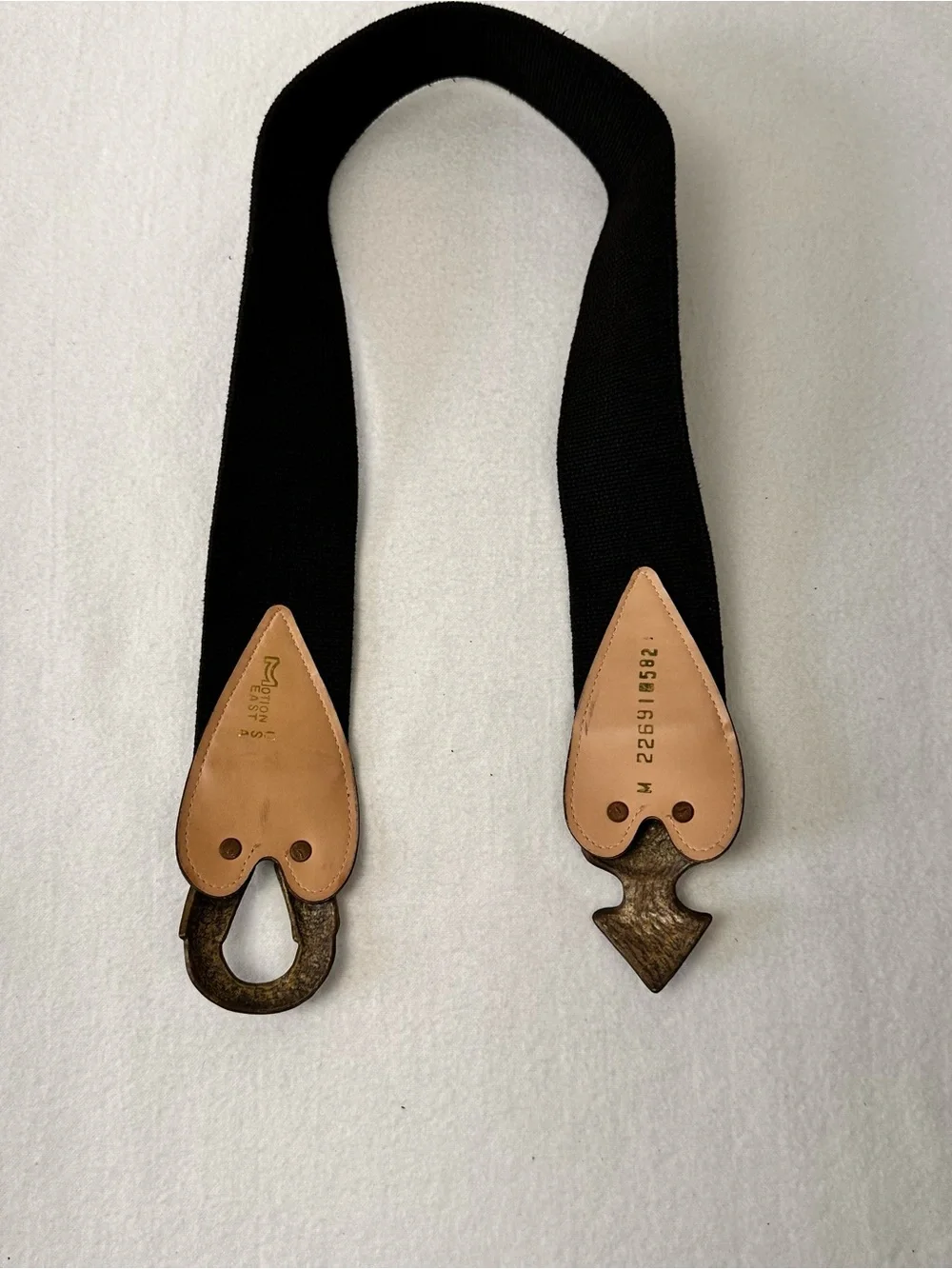 Women's Black Elastic Waist Belt with Antique Gold Geometric Buckle